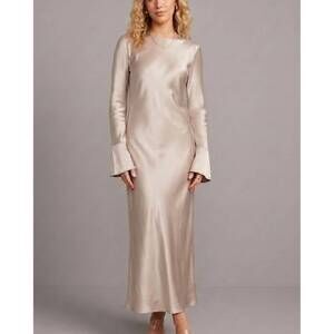 NEW SELF CONTRAST legacy bias maxi dress in silver